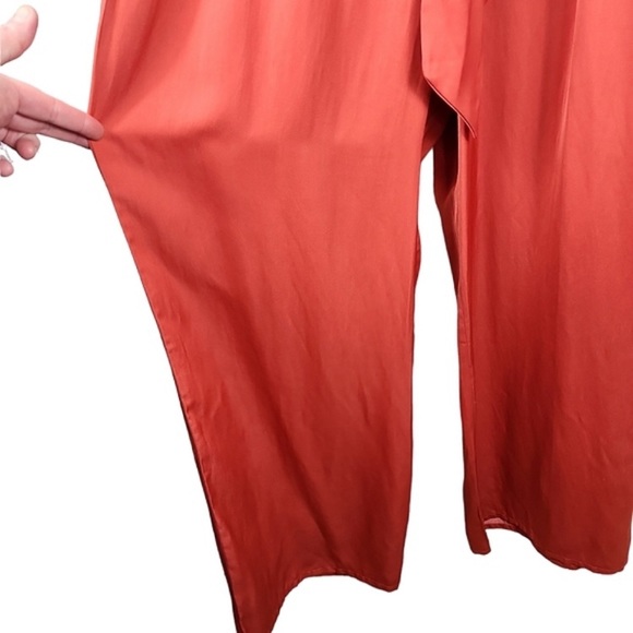 Ann Taylor Factory Sunset Orange Satin Wide
Leg Jumpsuit Size 2 NWOT - Picture 5 of 8